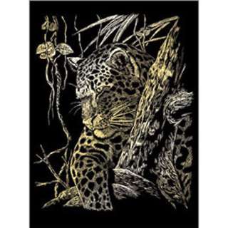 GOLD ENGRAVING LEOPARD IN TREE