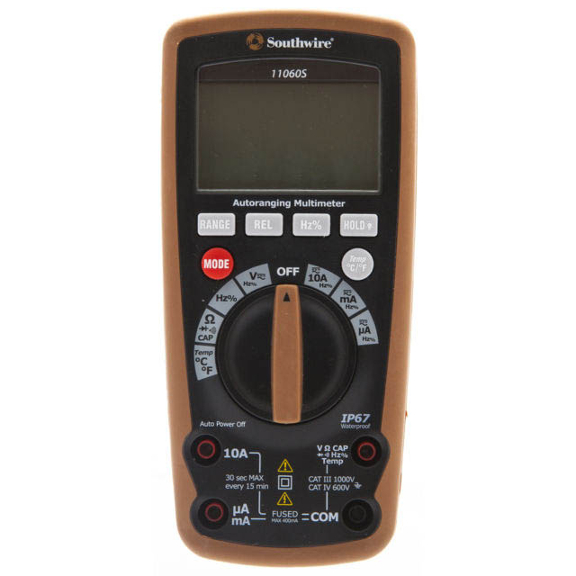 MULTIMETER DIGITAL AUTO 10A IP67 RATING AMP/RES/CAP/FREQ/TEMP/CON