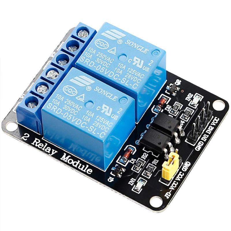RELAY MODULE 2 CHANNEL 10A 1P2T 250VAC/30VDC IP 5VDC WITH DRIVER
