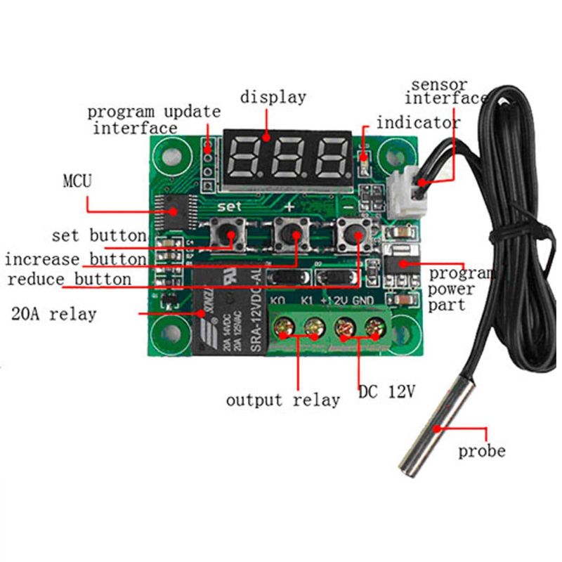 TEMPERATURE CONTROL SWITCH -50 TO 110C RELAY 12V 10A