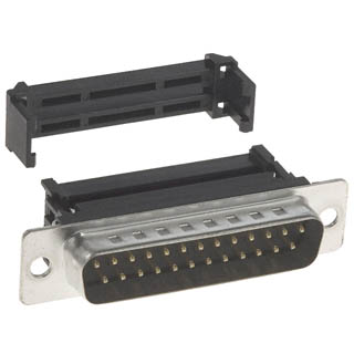 DB25M IDC PLASTIC MET/LIP BLACK 