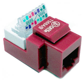 KEYSTONE JACK CAT5E RED TOOLLESS 