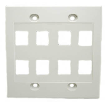 WALL PLATE 8PORT DUAL WHT 