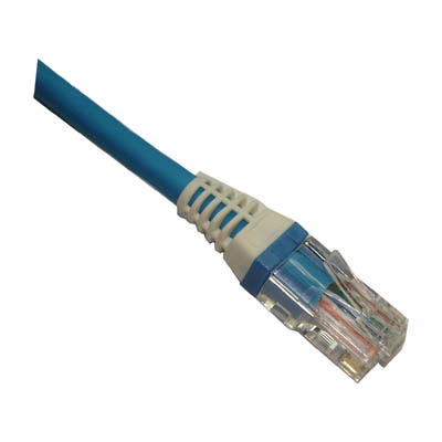 PATCH CORD CAT5E BLU 10FT BOOT WHT
