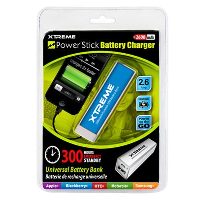 POWER BANK 2600MAH W/CABLE BLUE UNIVERSAL