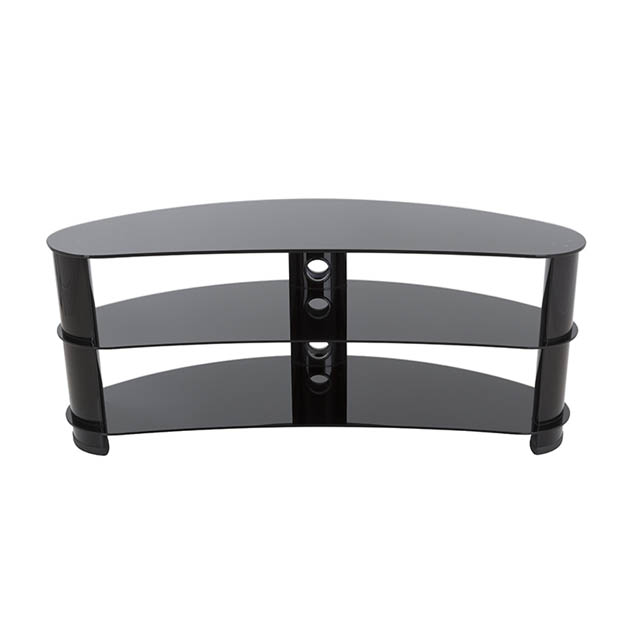 TV STAND UPTO 60IN WITH GLASS SHELVES BLK