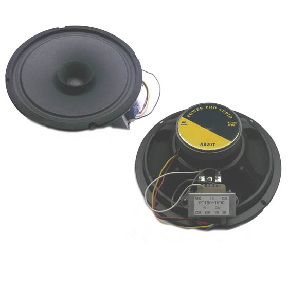 SPEAKER CEILING WALL MOUNT 8IN 60WATT 8R 13IN GRL ROUND W/TXFR