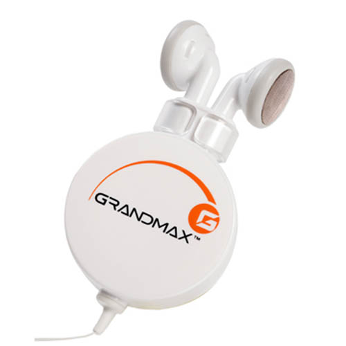EARPHONE 32R 3.5MM RETRACTABLE 5FT W/SILICONE EAR ADAPTER WHT