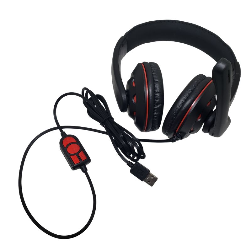 HEADSET GAMING WITH MICROPHONE VOLUME CONTROL 6FT CORD WITH USB