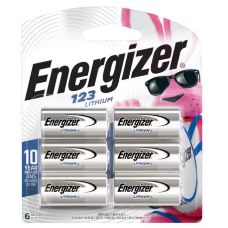 BATTERY LITHIUM 3V CR123 DL123A EL123AP K123LA REPLACEMENT - 6 Pcs/Pkg