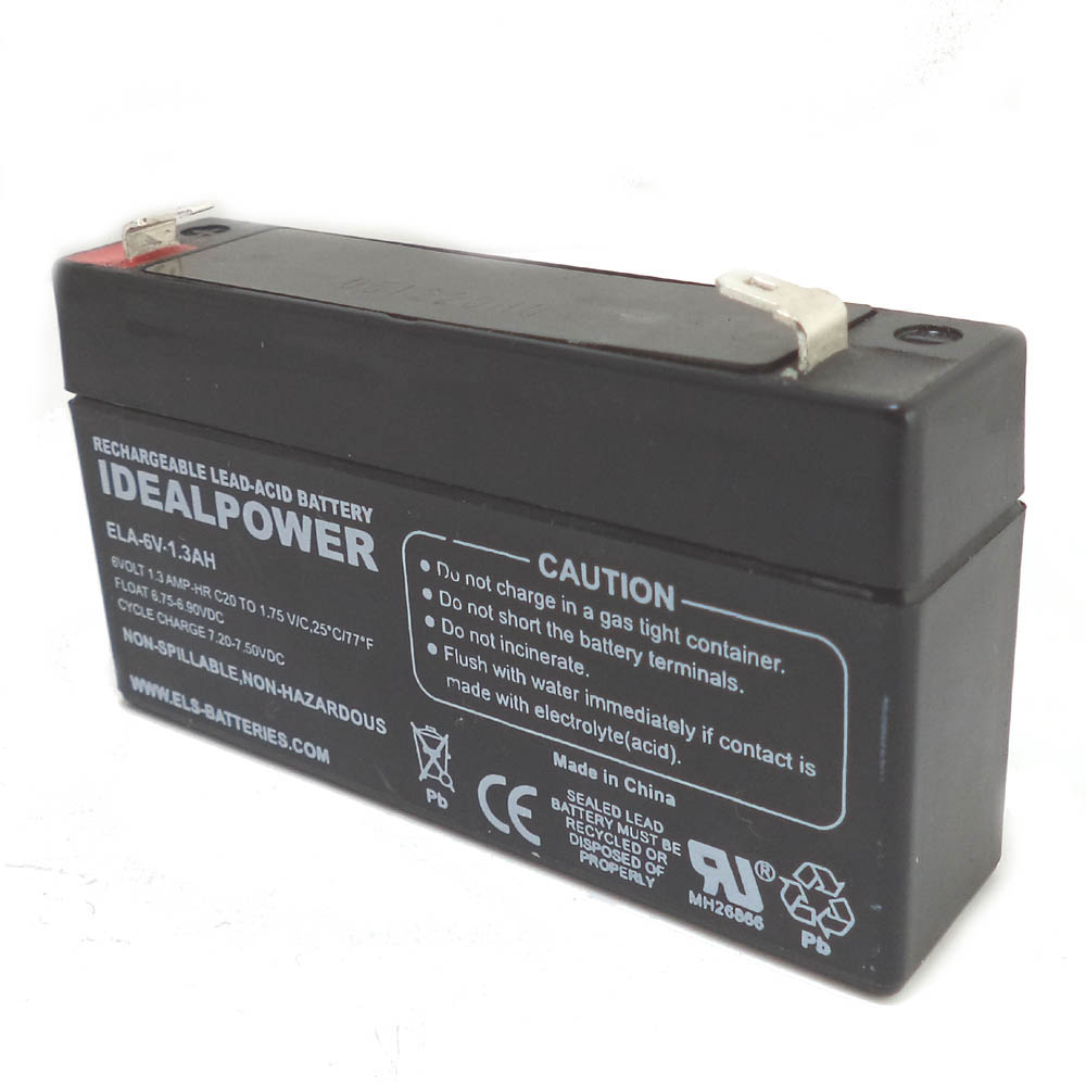 BATTERY LEAD ACID 6V 1.3AH QTAB 3.81X0.98X2IN(LXWXH)