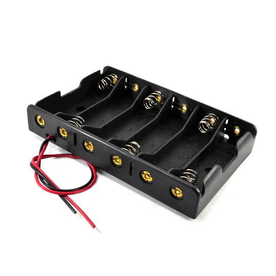 BATTERY HOLDER AAX6 PLASTIC BLK 