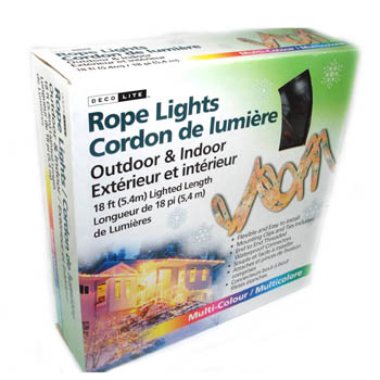 ROPE LIGHT DECORATIVE BULB MULTI COLOUR 18FT INDOOR/OUTDOOR