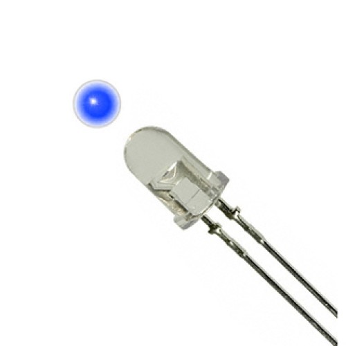 LED3 WATERCLEAR BLUE 4500MCD 3.1V 20MA - 4 Pcs/Pkg