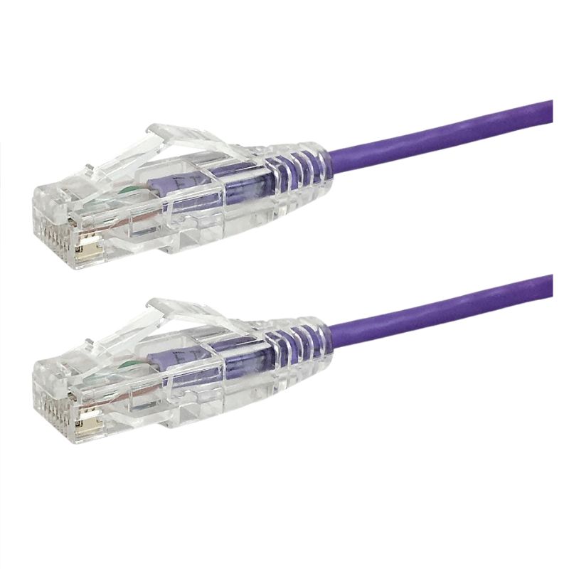 PATCH CORD CAT6A SLIM PUR 1FT ULTRATHIN 28AWG FT4 CMR 10GIG