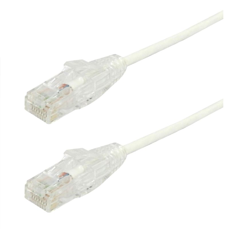 PATCH CORD CAT6A SLIM WHT 12FT ULTRATHIN 28AWG FT4 CMR 10GIG