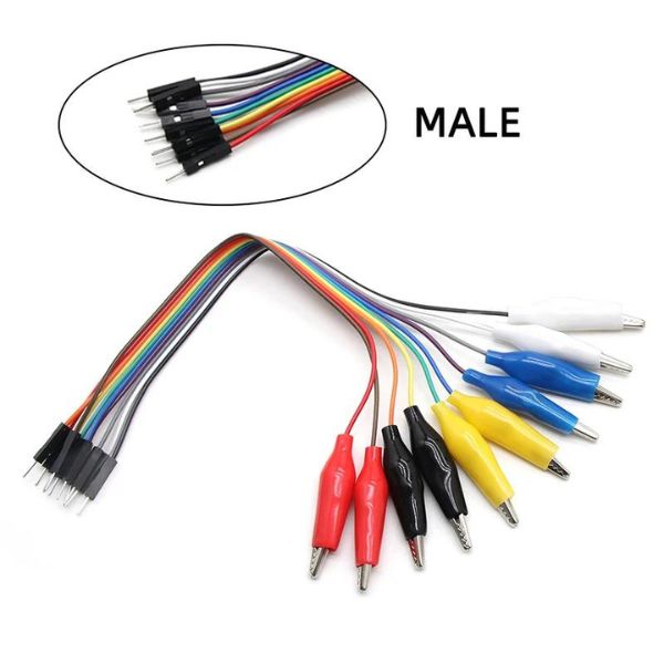 JUMPER WIRE MALE TO ALLIGATOR CLIP 10PIN 20CM LONG