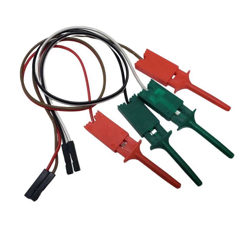 JUMPER WIRE FEM TO GRABBER CLIP 10IN 4PC/PACK ASSORTED COLORS