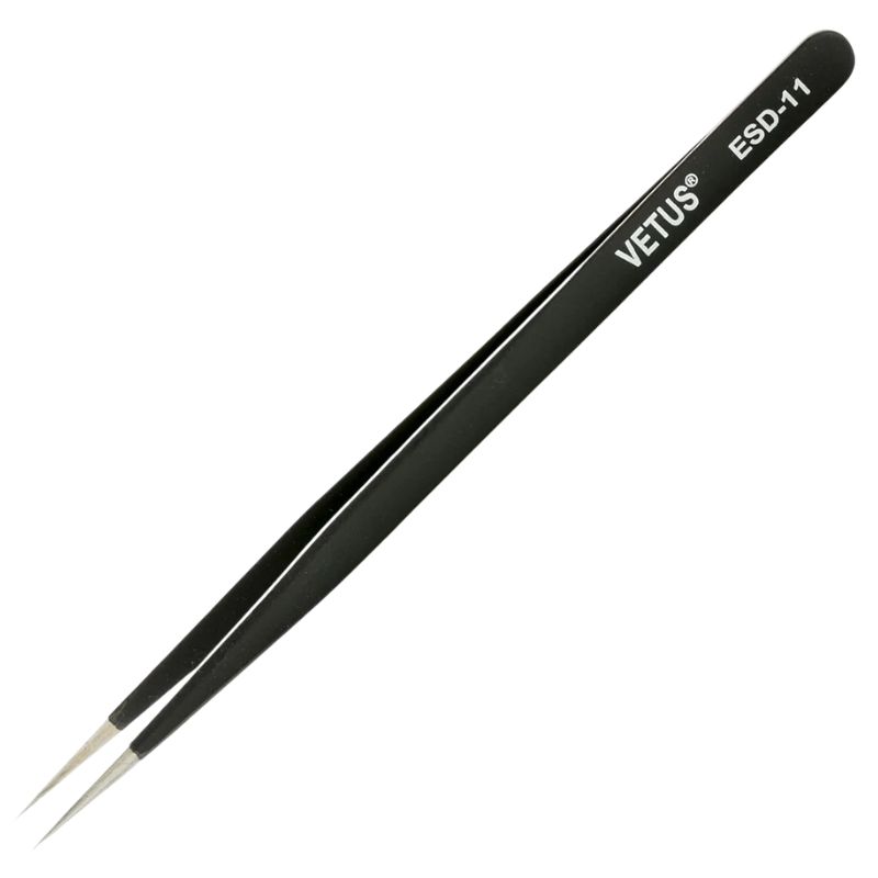 TWEEZER METAL 5.6IN STRAIGHT STD TIP ST-11 ANTISTATIC SAFE