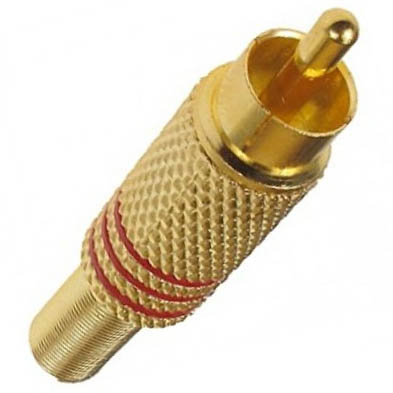 RCA PLUG INLINE SOL MET RED GOLD 