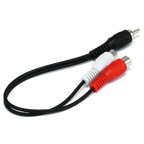 RCA CABLE ASSY Y 2FEM-1MALE GOLD 6INCH BLK