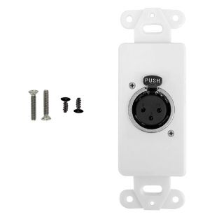 WALL PLATE XLR 3JK DECORA STRAP LOCKING PLASTIC WHITE TIN INSERT
