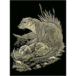 GOLD ENGRAVING OTTERS 