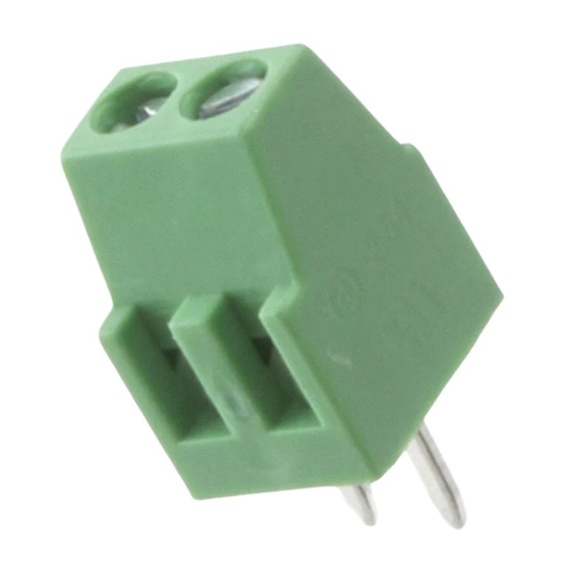 TERM BLOCK 2P PCST 2.54MM 18-30 AWG 6A/125V GRN SIDE ENTRY