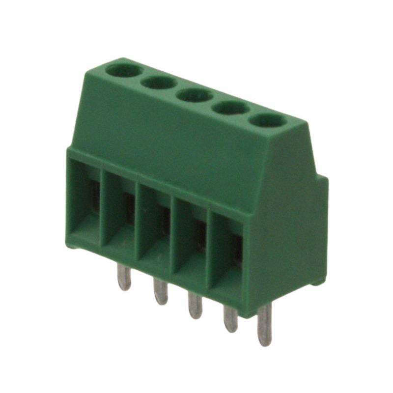TERM BLOCK 5P PCST 2.54MM 18-30 AWG 6A/125V GRN SIDE ENTRY