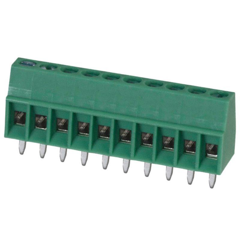 TERM BLOCK 10P PCST 2.54MM 18-30 AWG 6A/125V GRN SIDE ENTRY
