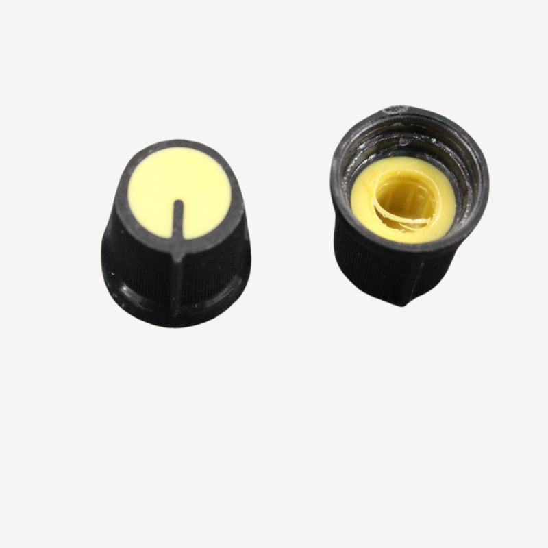 KNOB 1/4IN PLAST 15MM SNAPON RND YELLOW TOP