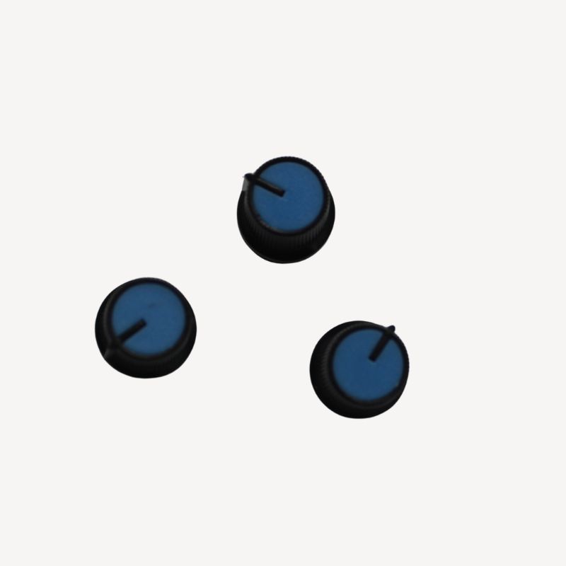 KNOB 1/4IN PLAST 15MM SNAPON RND BLUE TOP