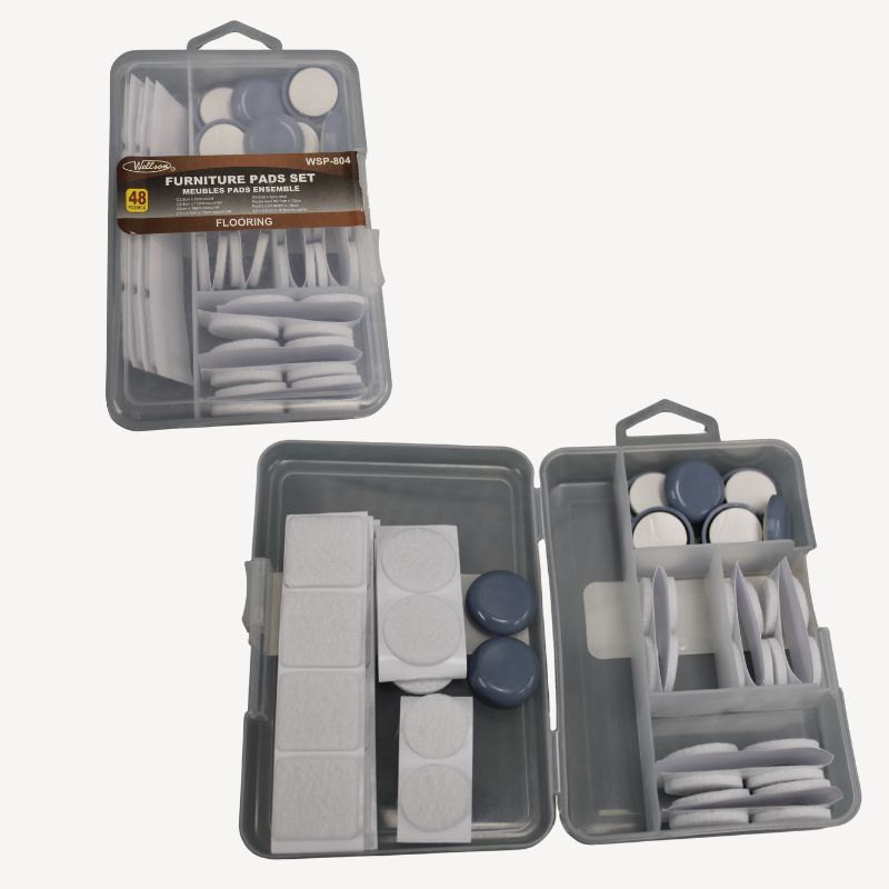 FEET RUBBER & FELT ROUND & SQUAR FURNITURE PADS SET - 48 Pcs/Pkg