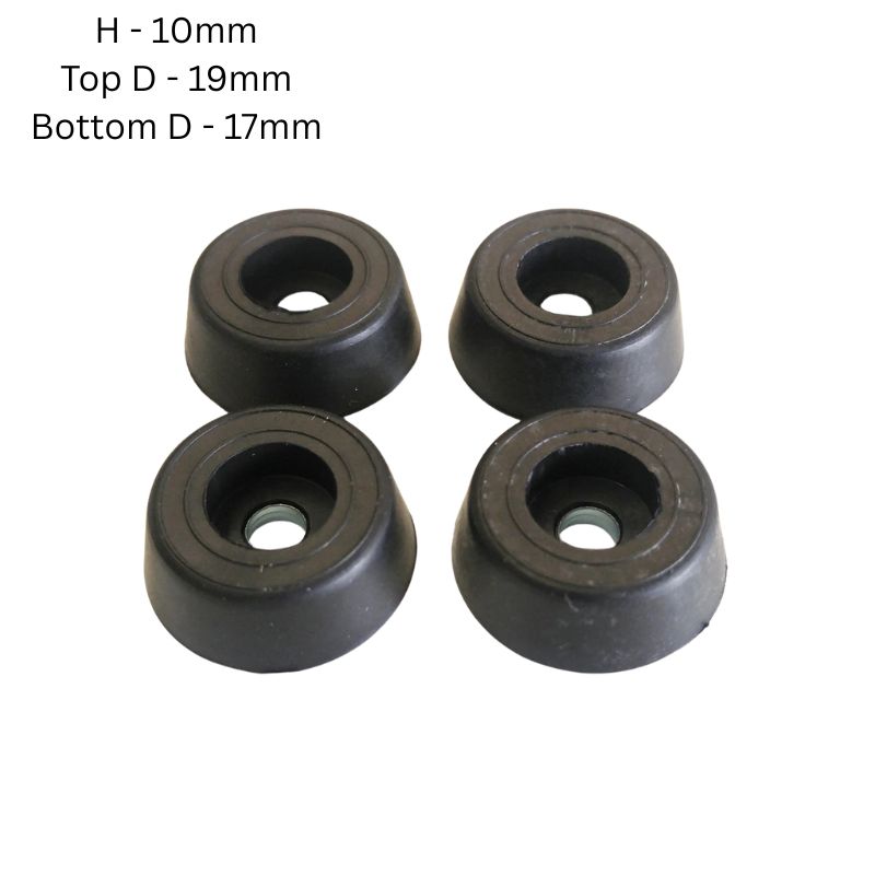4 Pcs/Pkg FEET RUBBER ROUND 19X10X17MM WITH HOLE FOR M3 SCREW RECESSED