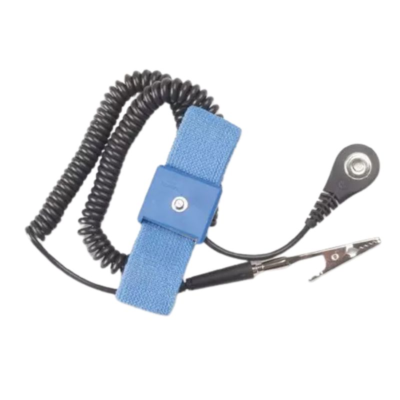 ANTISTATIC WRIST STRAP BLUE WITH 6FT BLACK CURLY CORD