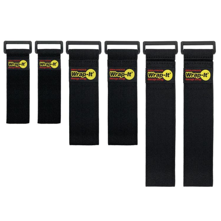 SUPER STRETCH STORAGE STRAP 6PCS ASSORTED KIT 9/12/18INCH BLACK