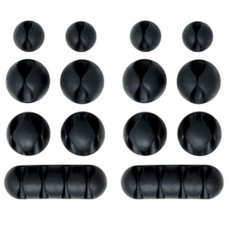 CABLE CLIPS PEEL & STICK BLACK  - 14 Pcs/Pkg