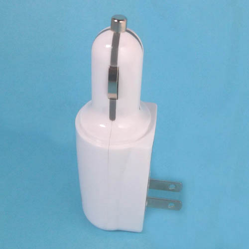 USB WALL/CAR CHARGER 5VDC IP:12V/100V OP:5V 600MA/1A W/LED