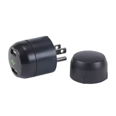 USB WALL CHARGER DUAL 5VDC@2.1A IP:120VAC ASSORTED COLORS