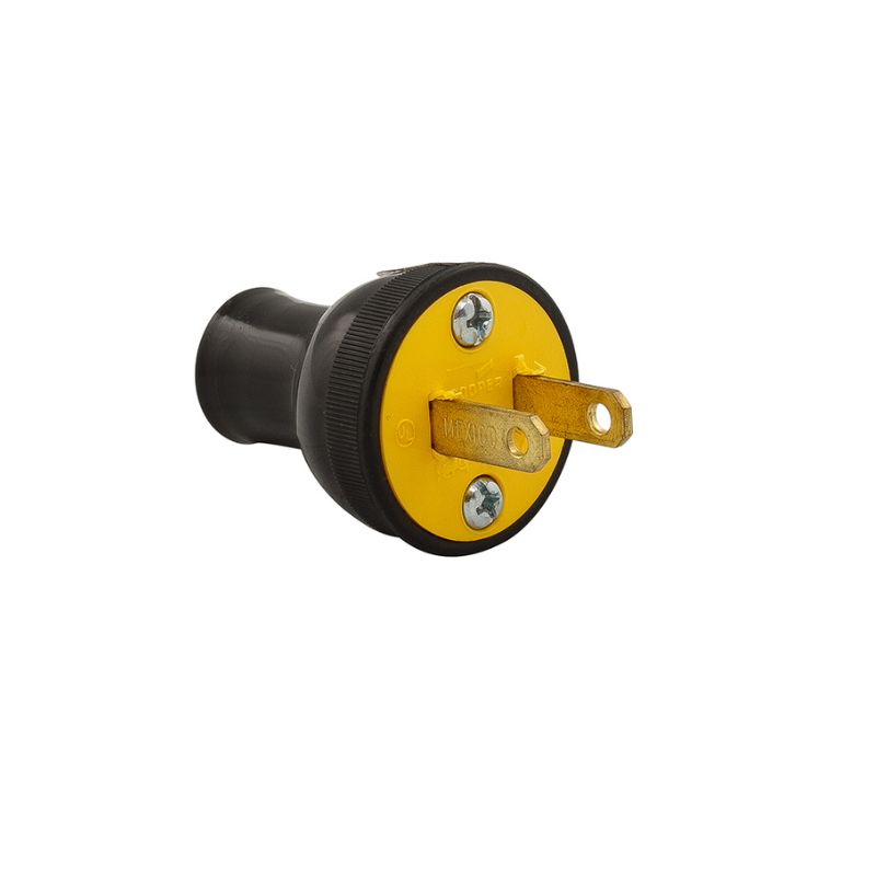 AC PLUG 2POS 15A 125V RUBBER BLK 