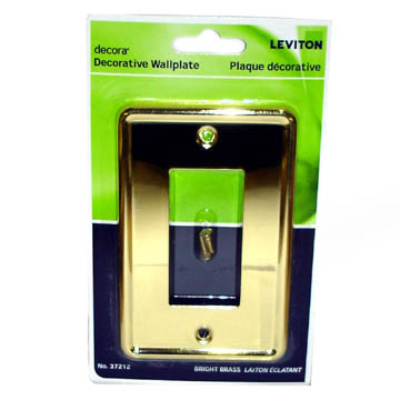 WALL PLATE DECORA ELECT 1POS MET BRIGHT BRASS