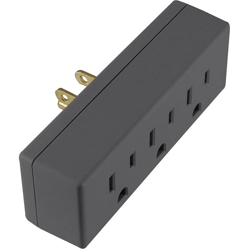 WALL TAP 3-OUTLET GREY 