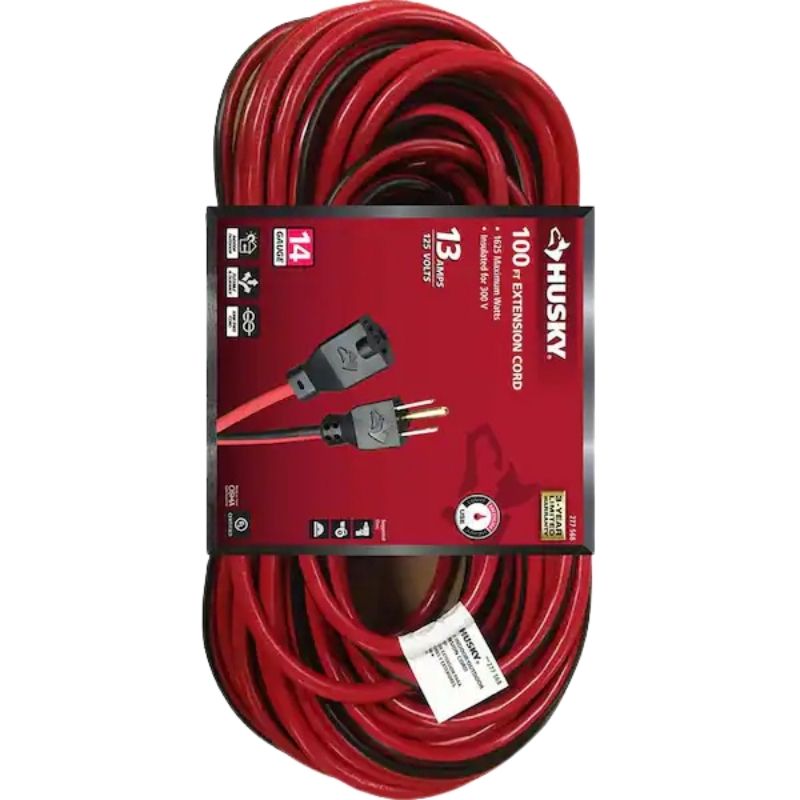 EXTENSION CORD 3/14 100FT SJTW RED & BLK