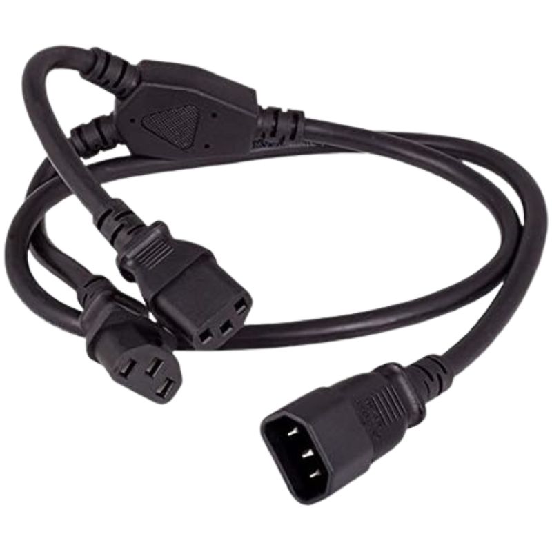 JUMPER CORD C14 TO 2XC13 16AWG 3FT RND BLK SJT 13A/250VAC