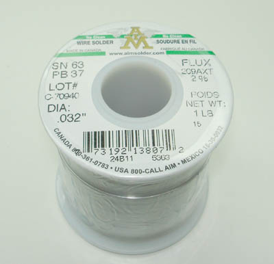 SOLDER WIRE 63/37 NO CLEAN 1LB GN GREEN ROSINCORE 2% 0.032