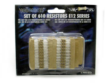 RESISTOR SET ASSORTED 1/4W 5% CF 61PCS (61 VALUES OF 1PCS EACH)