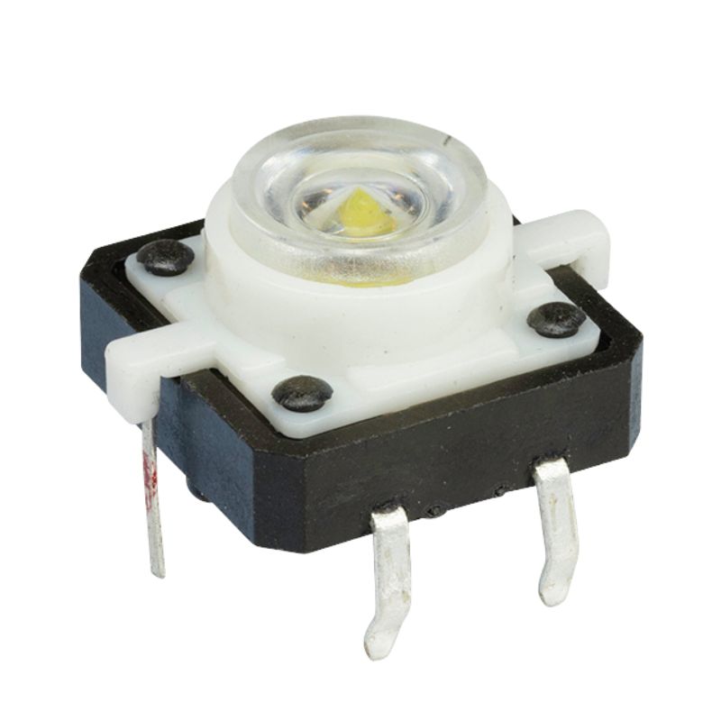 PUSH SWITCH MOM LIT 1P1T NO PCST SQR 12X12MM WH LED 3V CAP HT 3MM