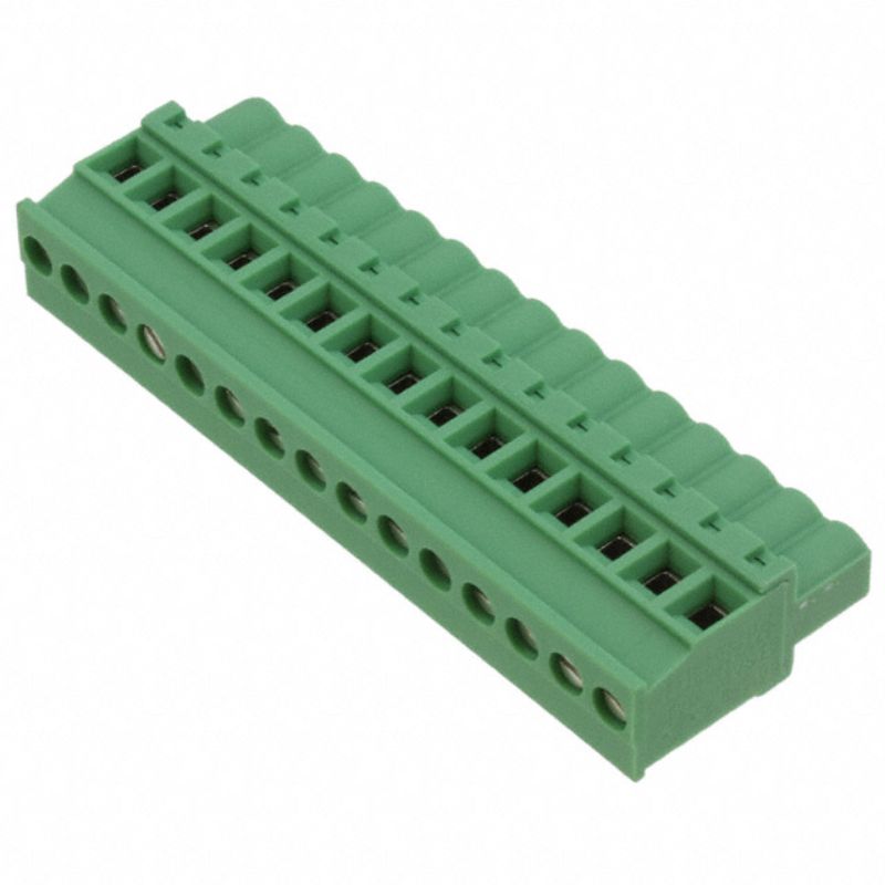 TERM BLOCK 15P CLAMP 5MM GRN 