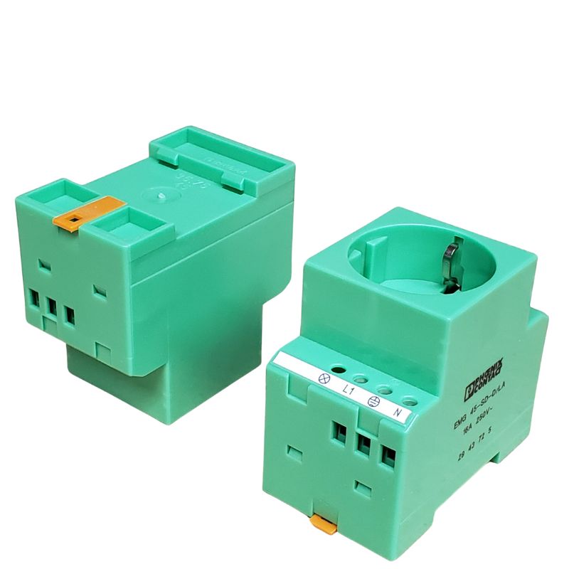 TERM BLOCK DIN RAIL FOR CONTROL SOCKET 16A/250V SCREW CONN GRN