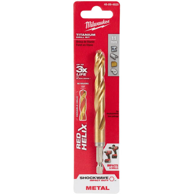 DRILL BIT METRIC 11MM SHOCKWAVE RED HELIX TITANIUM FOR METAL